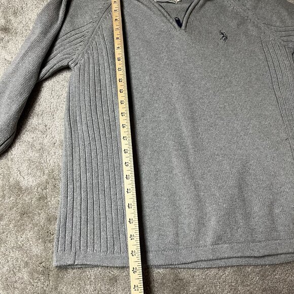 U.S. Polo Assn. Gray Knit Half-Zip Sweater Sz L 100% Cotton Mens Casual Pullover - Picture 7 of 7